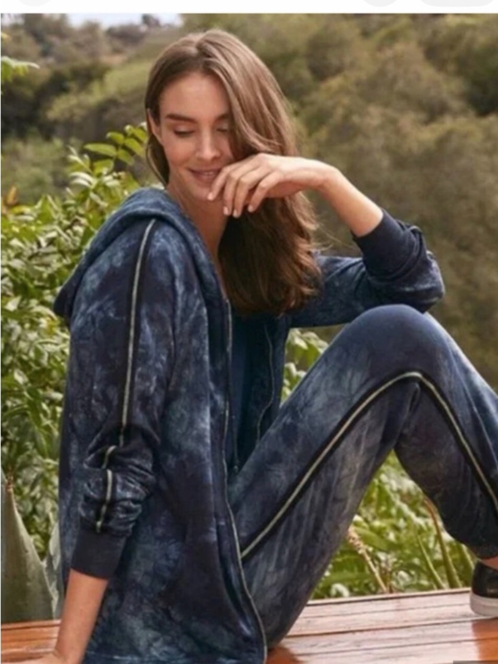 Johnny Was Blue Tie-Dye Zip Hoodie